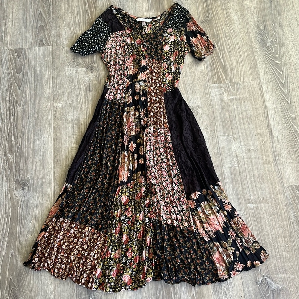 Vintage Express Floral Patchwork Maxi Dress